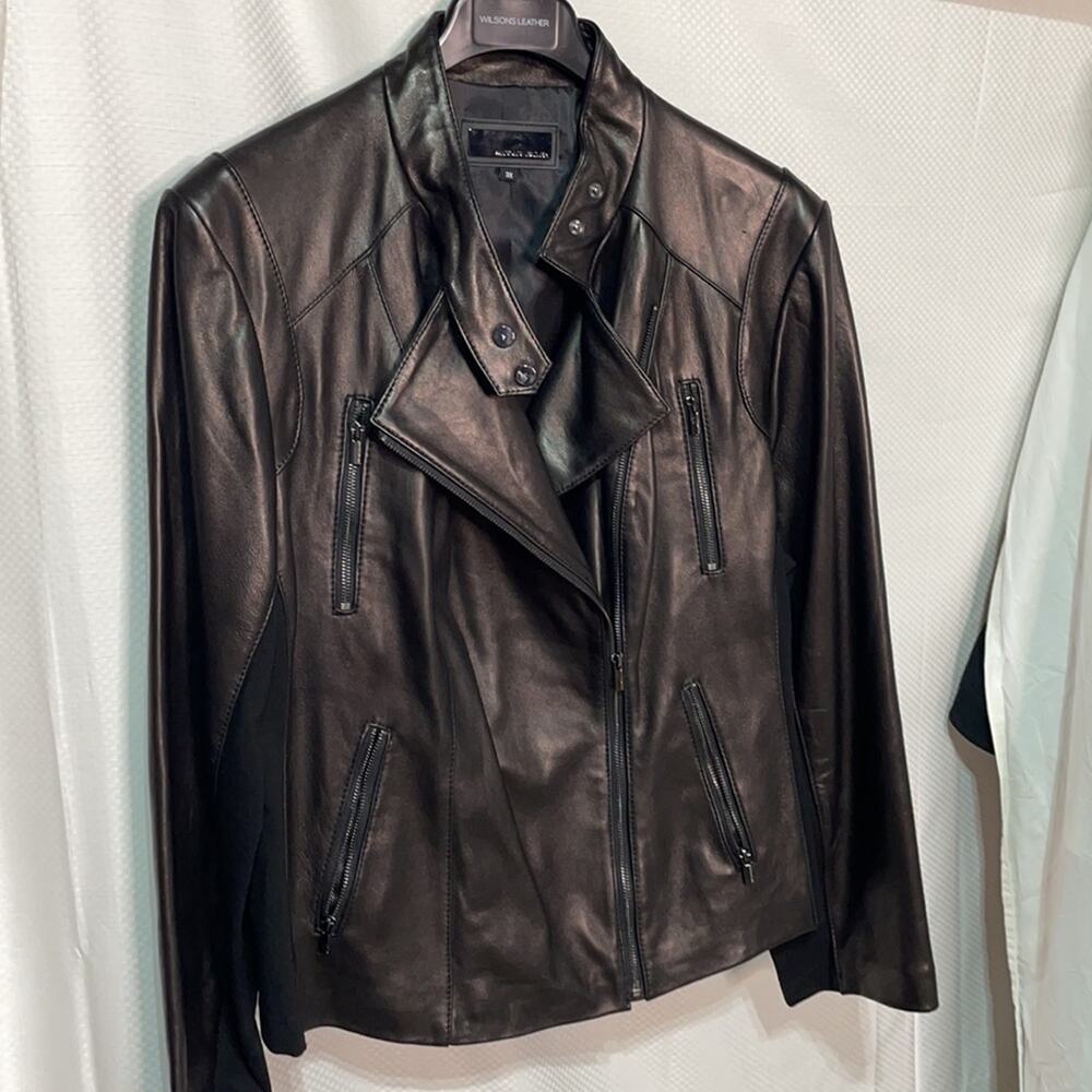 Wilson’s leather black 3x jacket nwot perfect soft butter basic motorcycle
